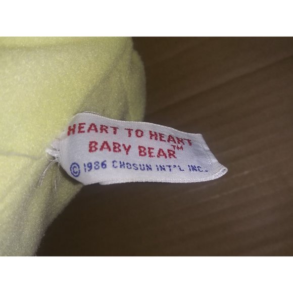 VTG Heart To Hear Yellow Bear Stuffed Animal Yellow Pajamas Stuffed Heart Plush - Picture 3 of 11